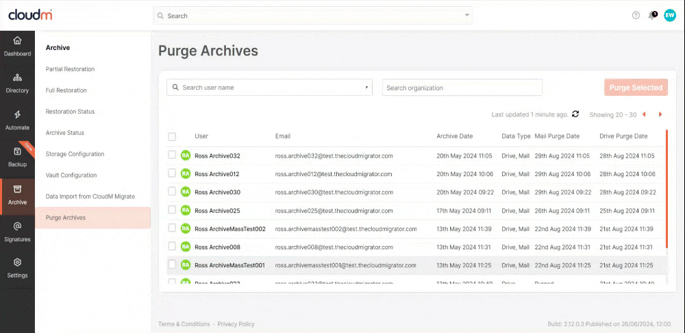 manual purge archive