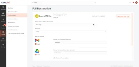 Archive Full restoration