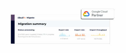 CloudM migration summary screenshot