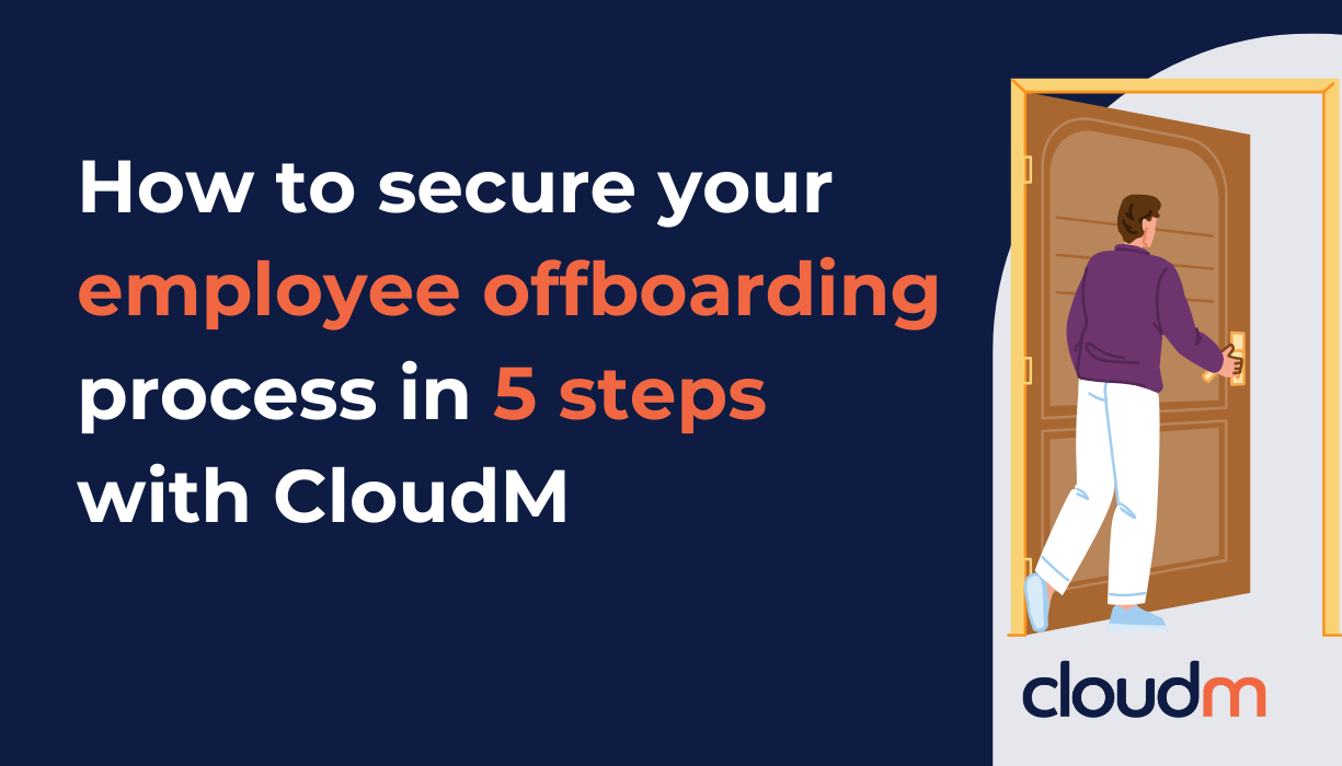 Promotional image for CloudM. The left side features bold text on a dark blue background: 