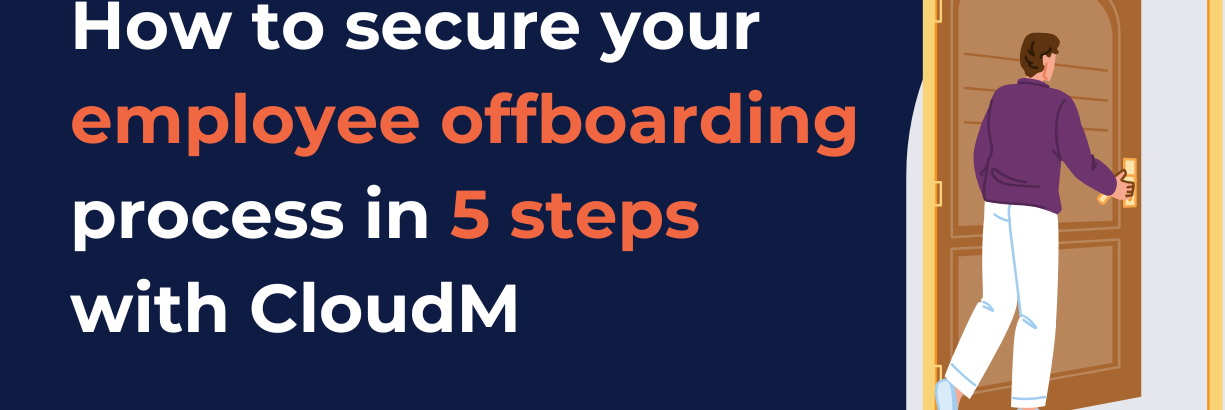 Promotional image for CloudM. The left side features bold text on a dark blue background: 